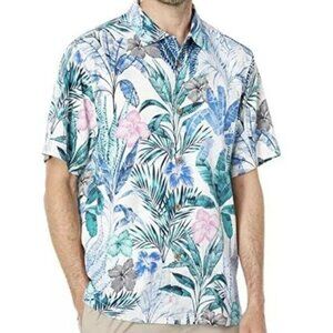 Tommy Bahama Silk Hawaiian Shirt Sz Medium Colorful Tropical Floral Beach Aloha